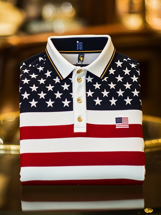 Men's Business Casual Button Short Sleeve Polo Shirt