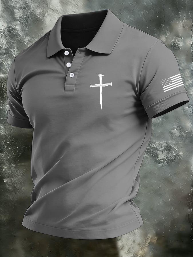 Men's Retro Faith  Casual Printed Polo Shirt