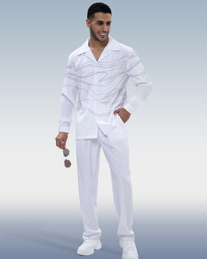Men's Art Print Two-Piece Long Sleeve Walking Set 217