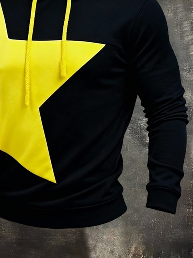 Men'S Stylish Color-Blocked Hooded Sweatshirt