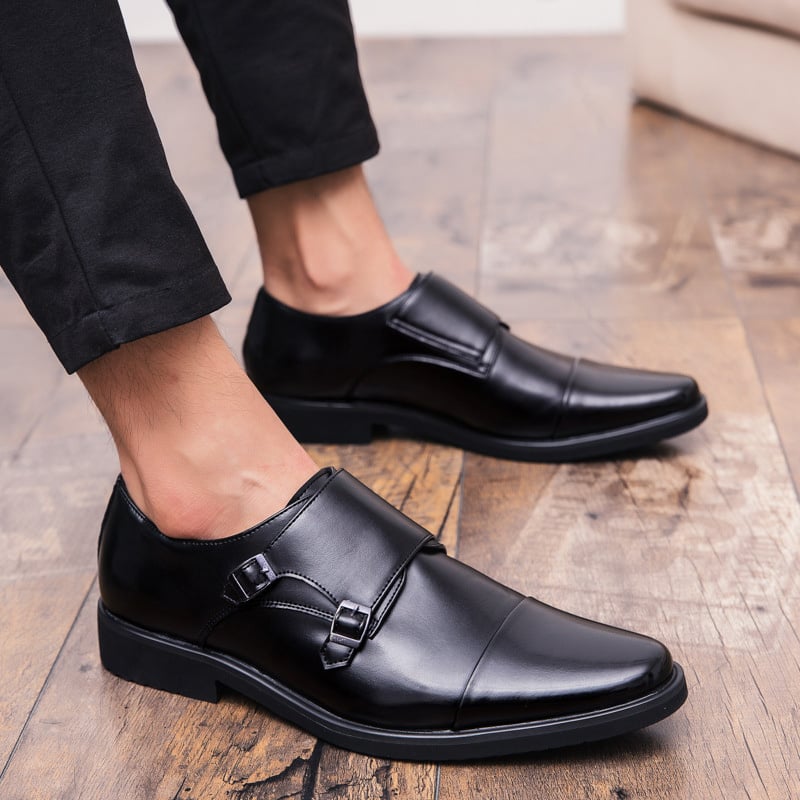 Business Casual British Double Buckle Leather Shoes