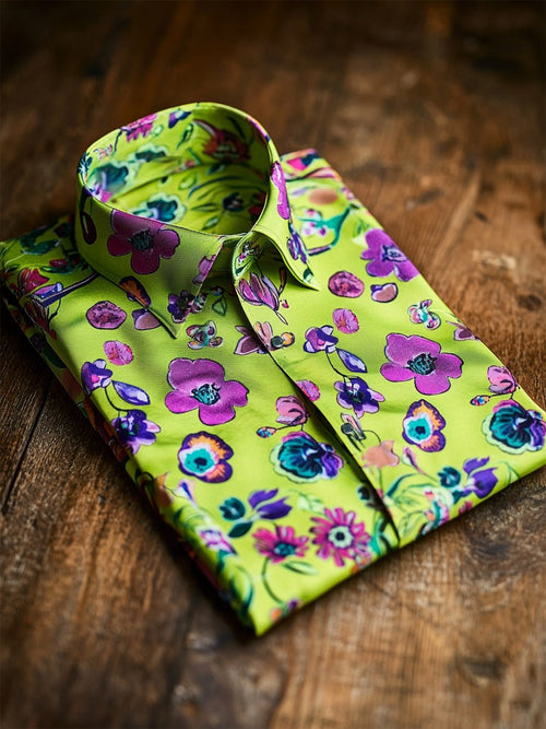 Men's Satin Luxe Hawaiian Print Short Sleeve Button Shirt