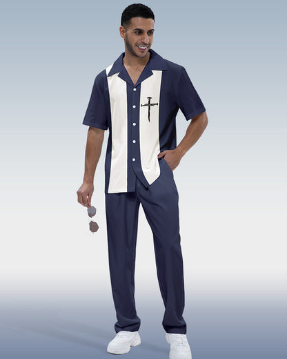 Rianmond Men's Colorblock Short Sleeve Shirt 317