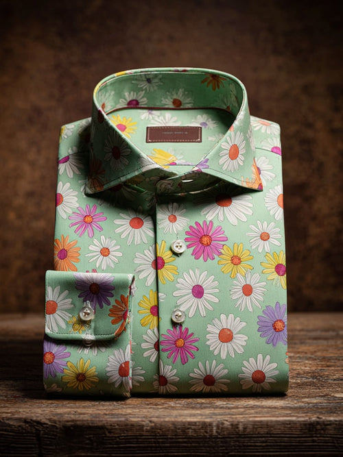 Men's Business Casual Floral Lapel Short Sleeve Shirt