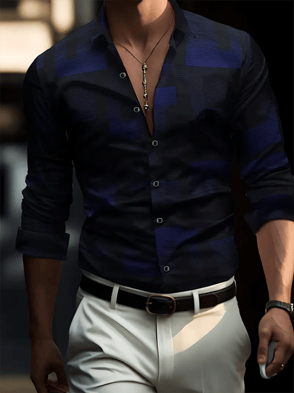 Men's Geometric Design Business Casual Shirt