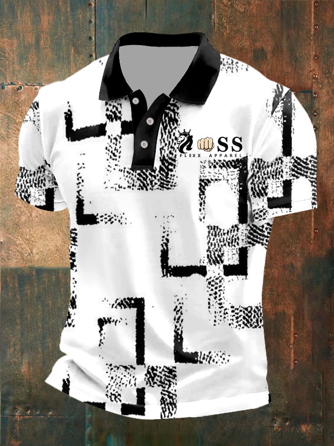 Men's Casual Retro Geometric Business Polo