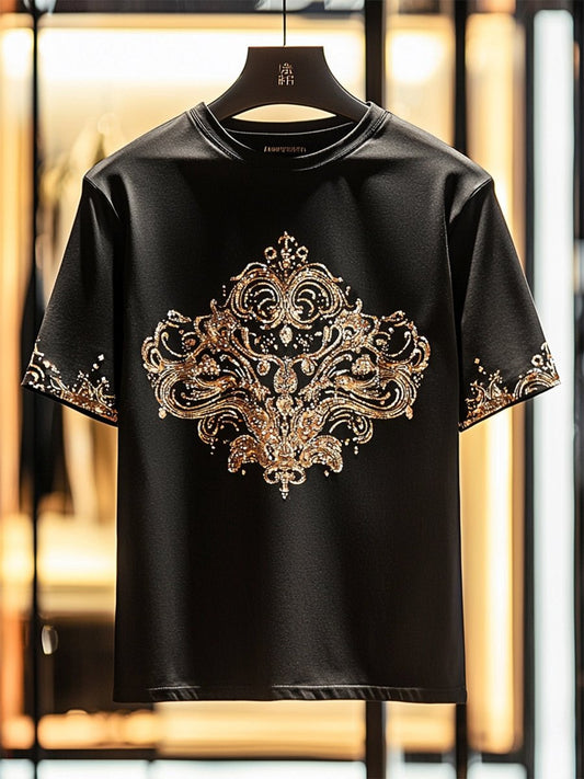Men's Business Luxury Printed  Cotton Short Sleeve T-Shirt