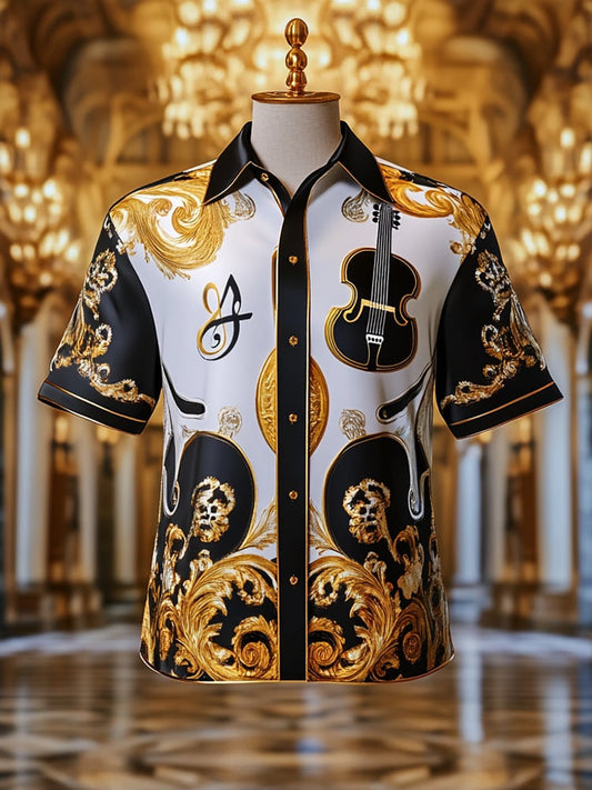 Men's Satin Luxe Print Short Sleeve Button Shirt