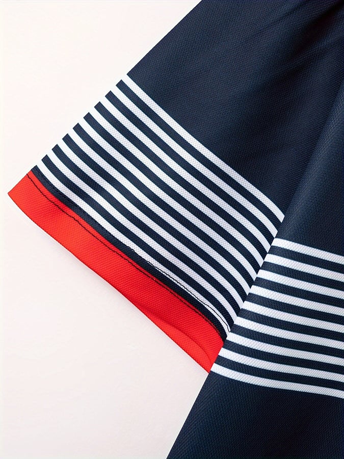 Men's Fashionable Striped Short Sleeved Polo Shirt