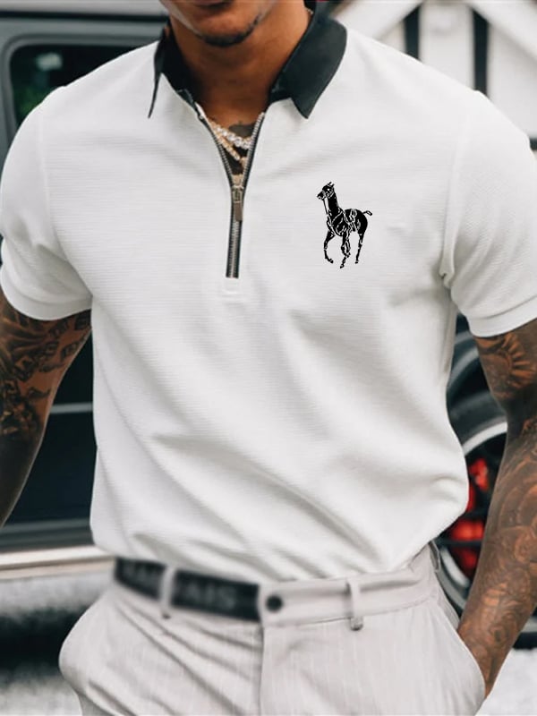 Casual Men'S Zipper Polo
