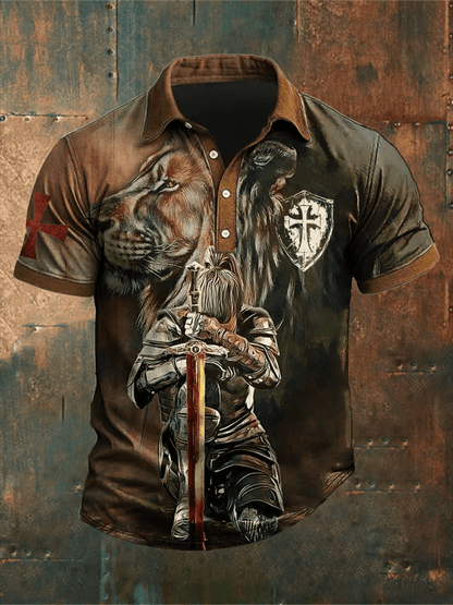 Men'S Retro Put On The Full Armor Of Godd Faith Printed POLO Shirt