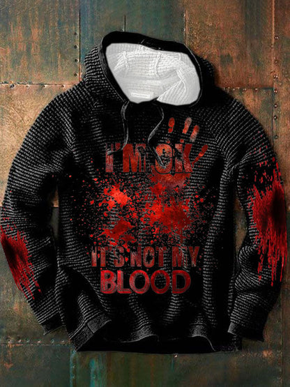 Men's Casual I'M Ok It'S Not My Blood Printed Long Sleeve Sweatshirt