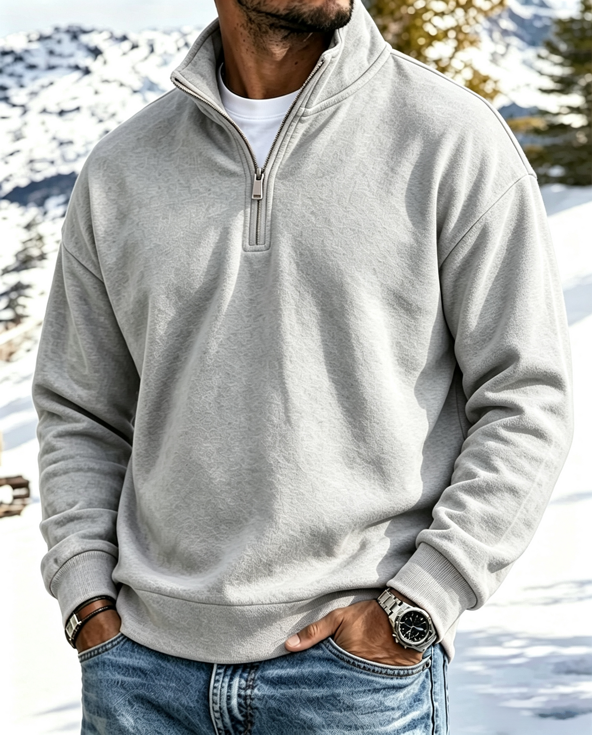 Mivanity Outdoor All-Terrain Zip-Front Polo Sweatshirt