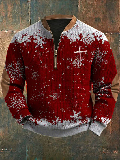 Men's Casual Christmas Faith Knit Sweatshirt
