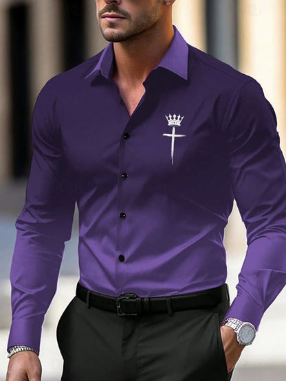 Men's Street Style Business Striped Printed Long Sleeve Shirt