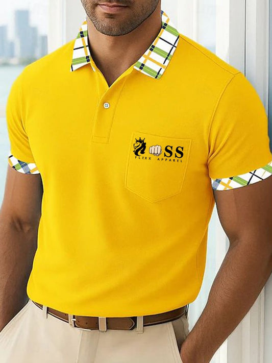 Men's Fashion Business Letter Printed Casual Polo Shirt