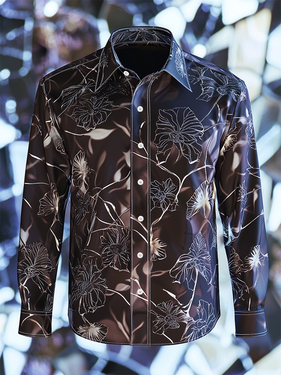 Men's Satin Luxe Long Sleeve Button Down Shirt