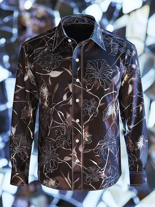 Men's Satin Luxe Long Sleeve Button Down Shirt