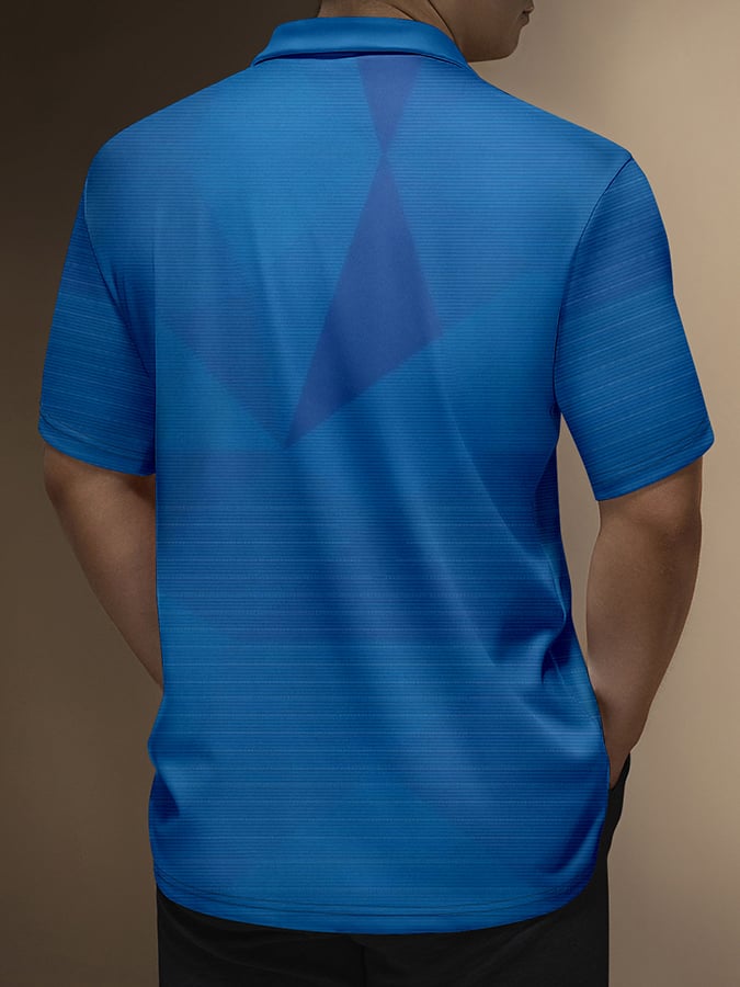 Men's Fashionable Geometric Short Sleeved Polo Shirt