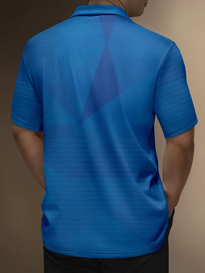 Men's Fashionable Geometric Short Sleeved Polo Shirt