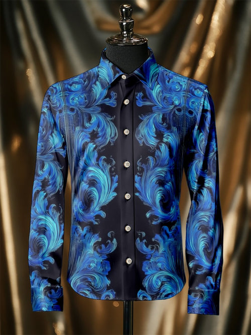 Men's Silk Baroque Luxury Business Long Sleeve Shirt