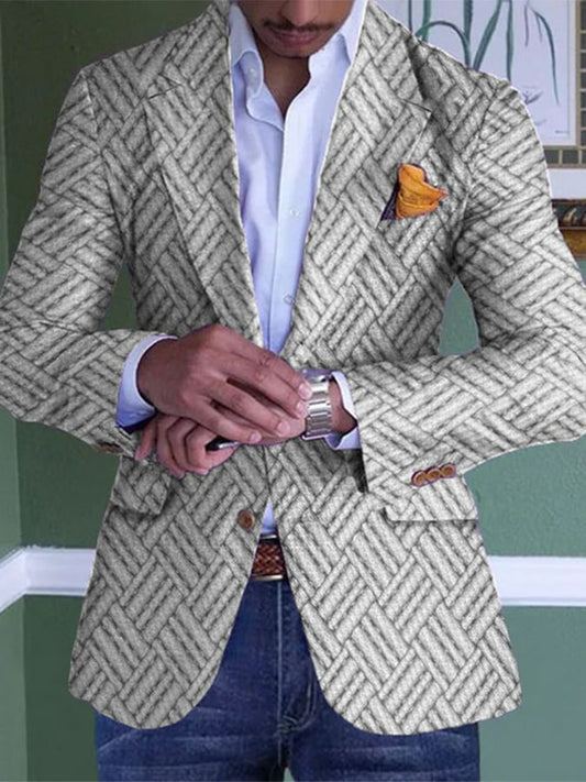 Men's Fashion Casual Two Buttont Plaid Blazer