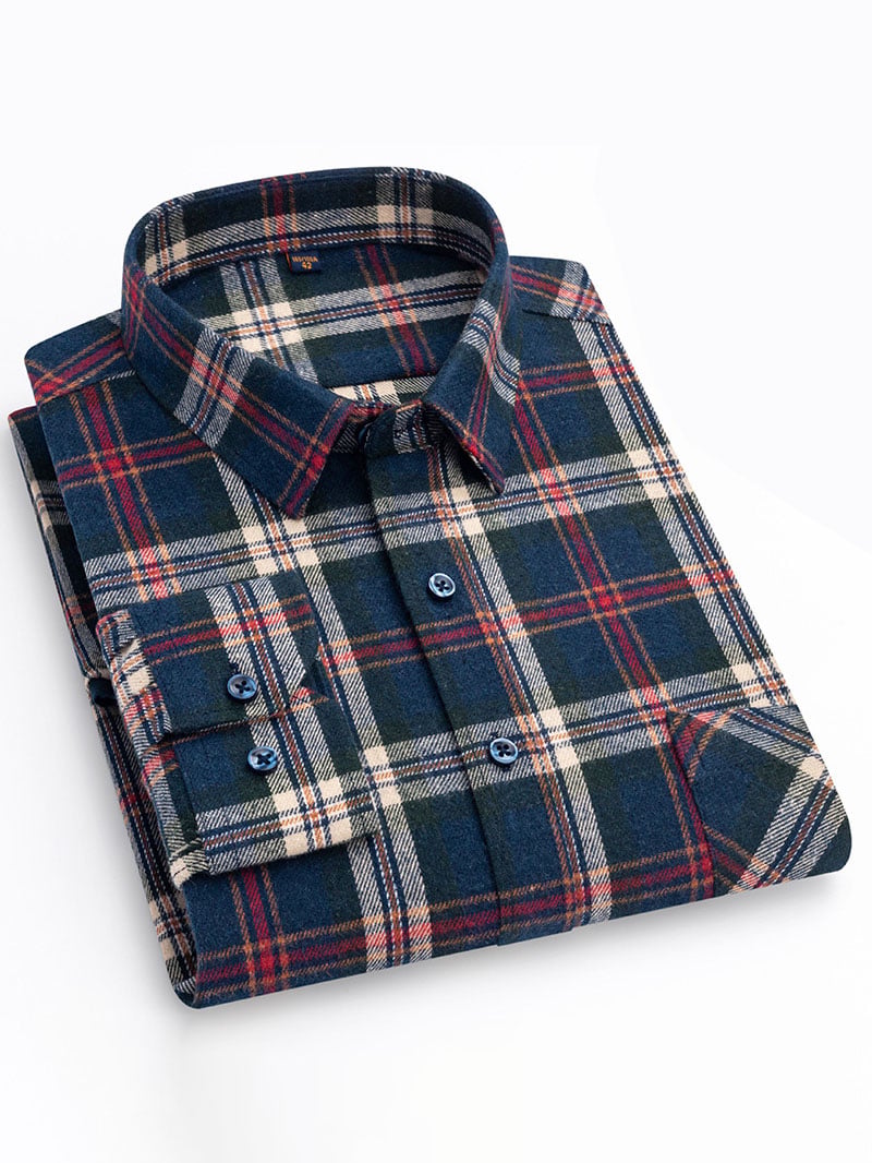 Men'S Retro Plaid Cotton Shirt