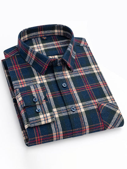 Men'S Retro Plaid Cotton Shirt