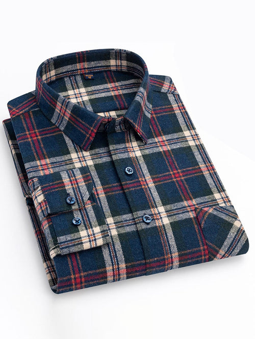 Men'S Retro Plaid Cotton Shirt