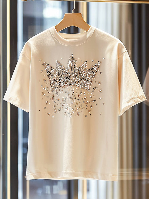 Men's Business Luxury Printed  Cotton Short Sleeve T-Shirt