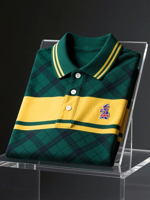 Men's Business Union Jack Casual Button Short Sleeve Polo Shirt