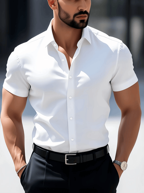 Men's Business Casual Button Short-sleeved Shirt