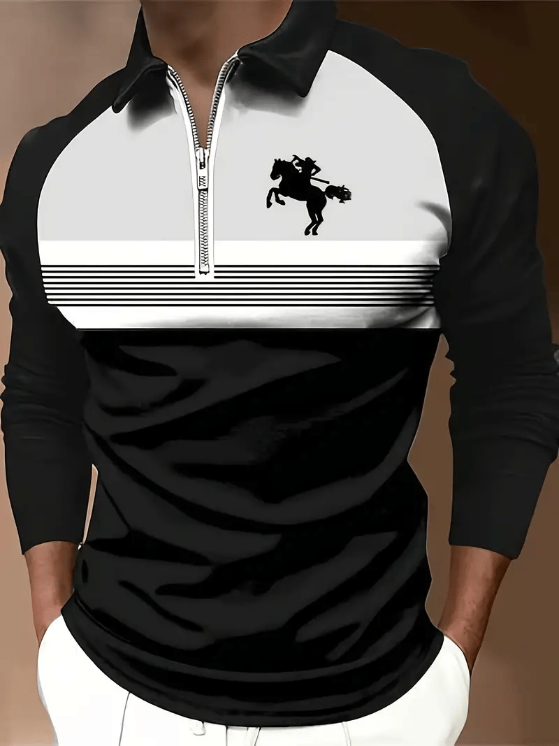Men's Business Casual Striped Zip-Up Shirt