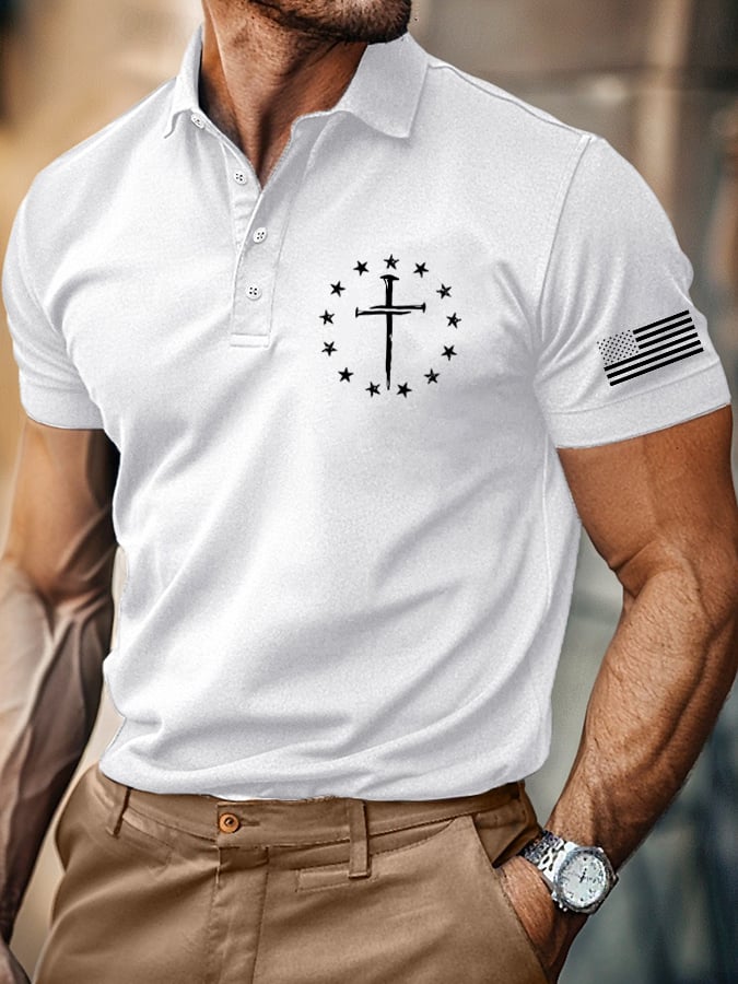 Men's Retro Faith Casual Printed Polo Shirt