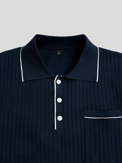 GentleKnit Contrast Color Short Sleeve Knitted Polo