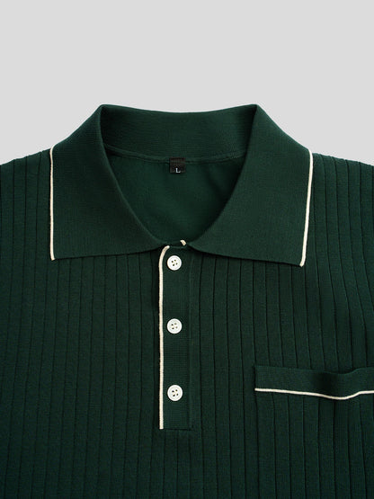 GentleKnit Contrast Color Short Sleeve Knitted Polo