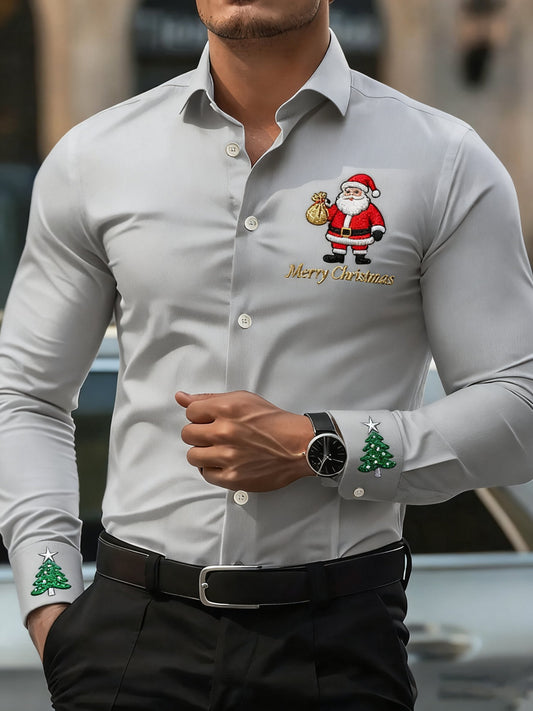 Men's Business Print Long Sleeve Shirt