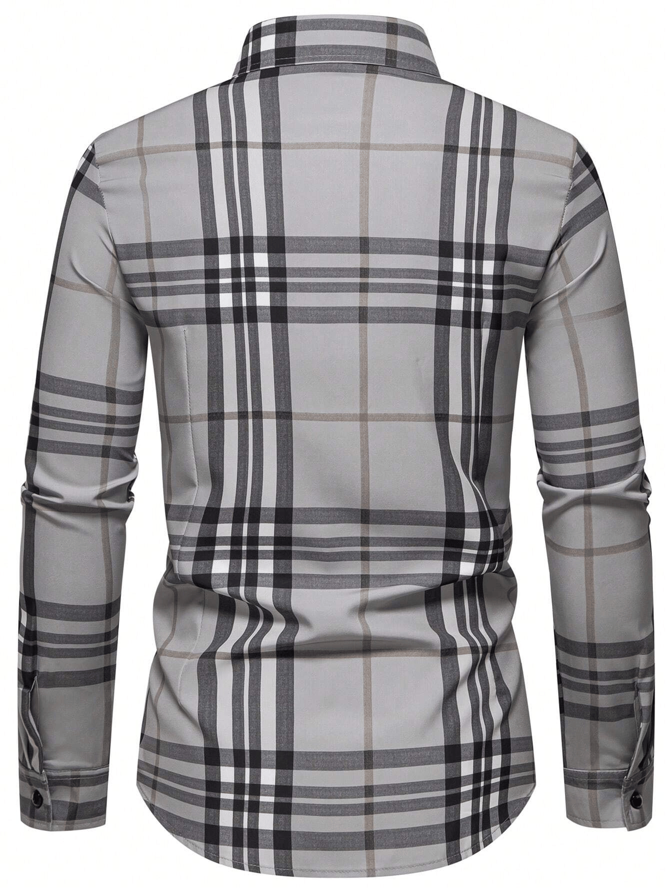 Men's Stripe Print Business Long Sleeve Shirt