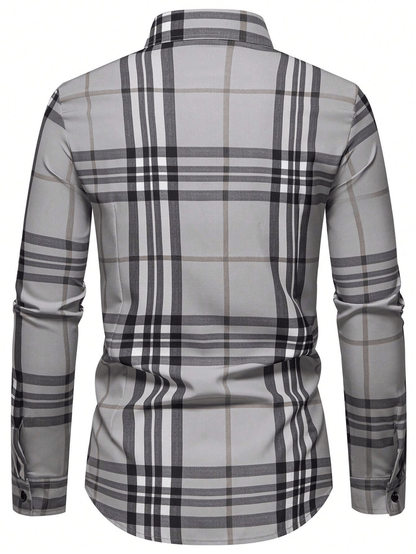 Men's Stripe Print Business Long Sleeve Shirt