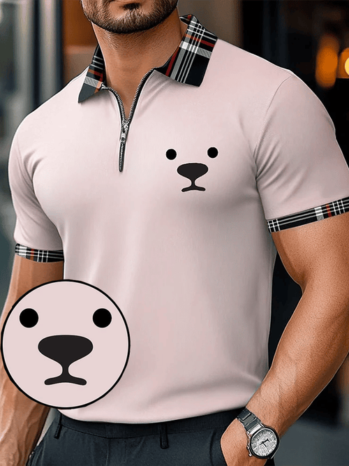 Men's Retro Expression Design Printed Casual Comfortable And Breathable Polo Shirt