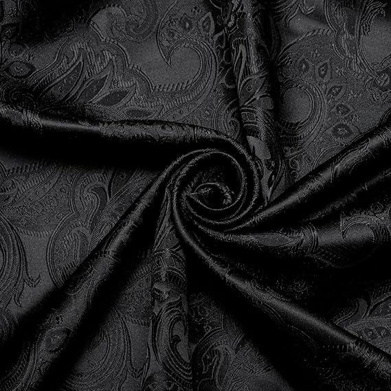 Men's Silk Paisley Dress Shirts,Black Paisley