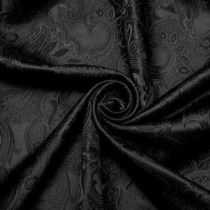 Men's Silk Paisley Dress Shirts,Black Paisley
