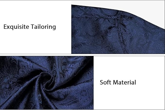Men's Silk Paisley Dress Shirts,Blue Paisley