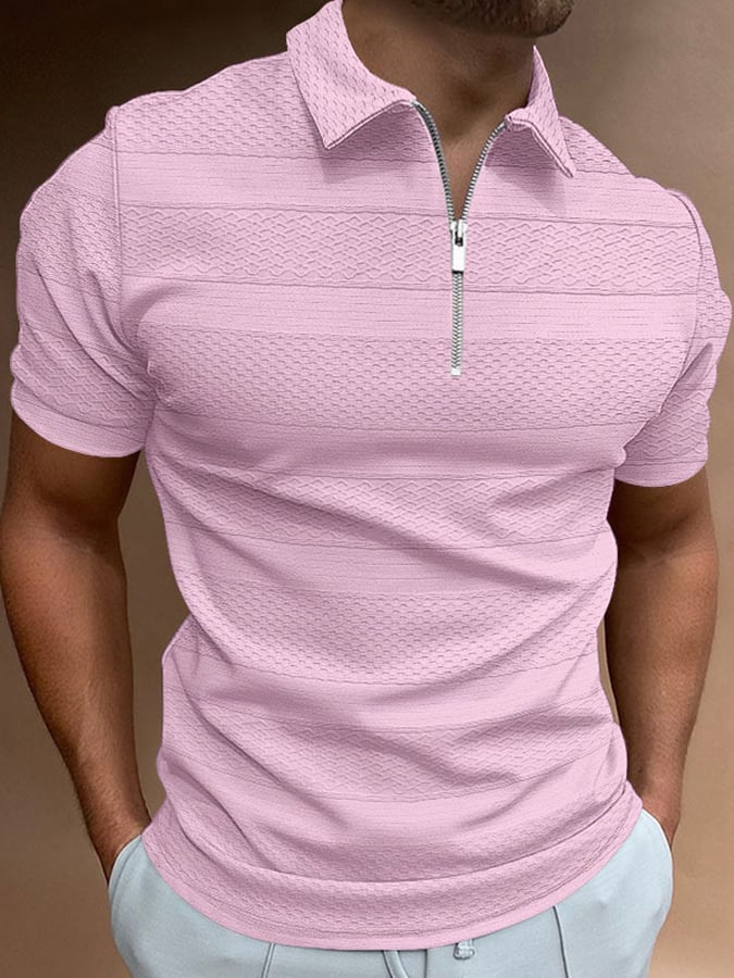 Fashion Casual Lapel Knitted Jacquard Polo