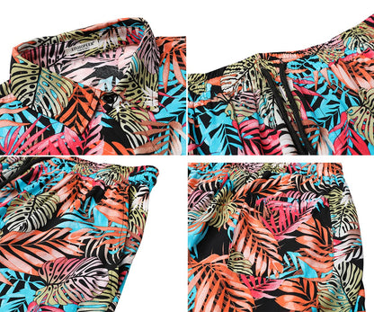 Casual Men's Apricot Vacation Style Shirt & Shorts Set