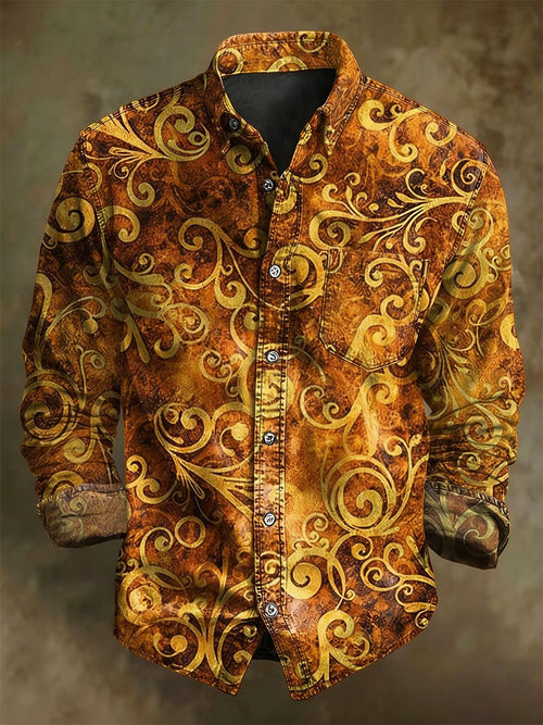 Men's Vintage Art Long-Sleeved Shirt