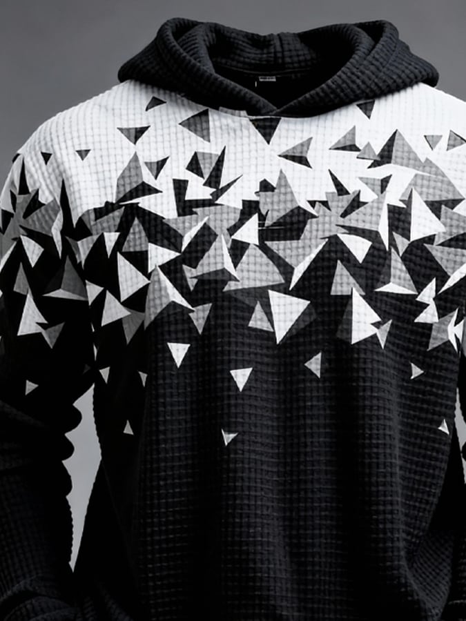 Men's Retro Color Block Print Zipper Sweatshirt