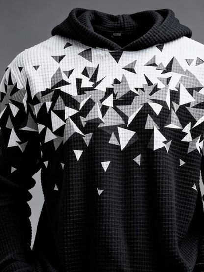 Men's Retro Color Block Print Zipper Sweatshirt