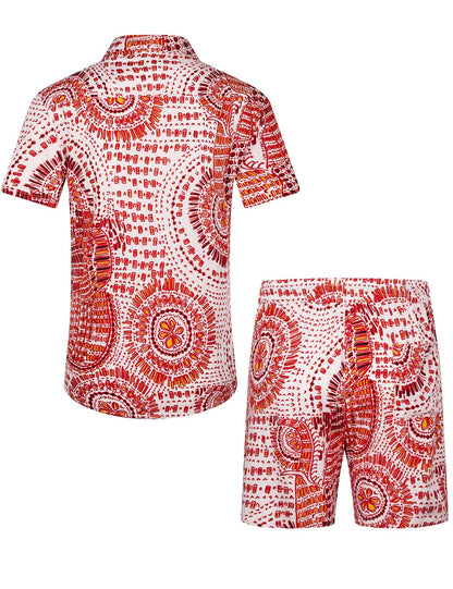 Casual Men's Apricot Vacation Style Shirt & Shorts Set