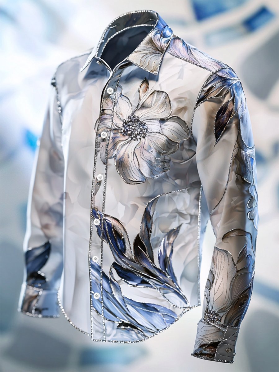Men's Satin Luxe Long Sleeve Button Down Shirt